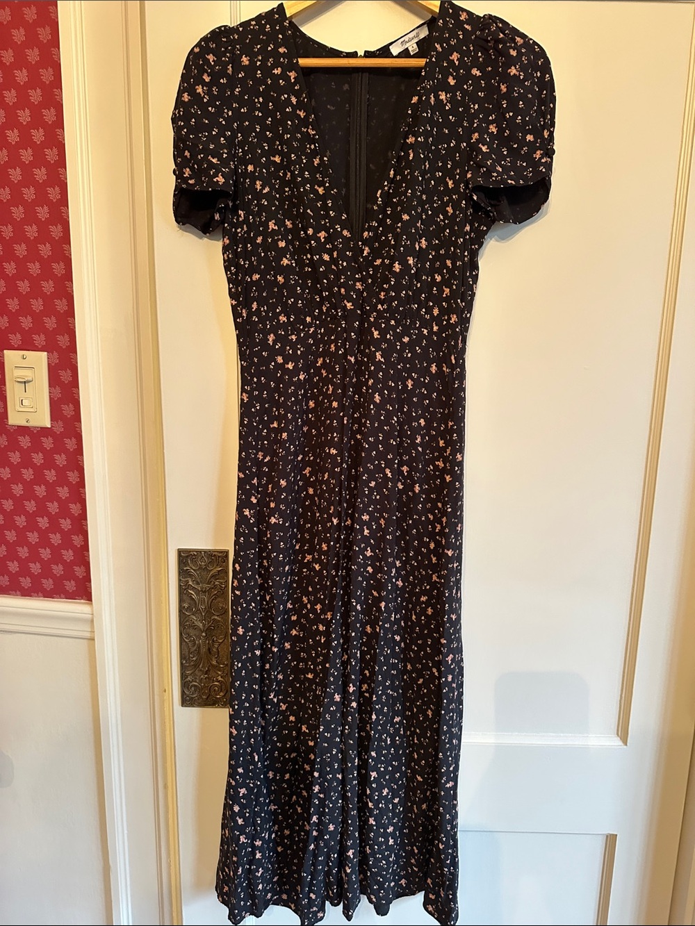Madewell Black Floral Midi Dress